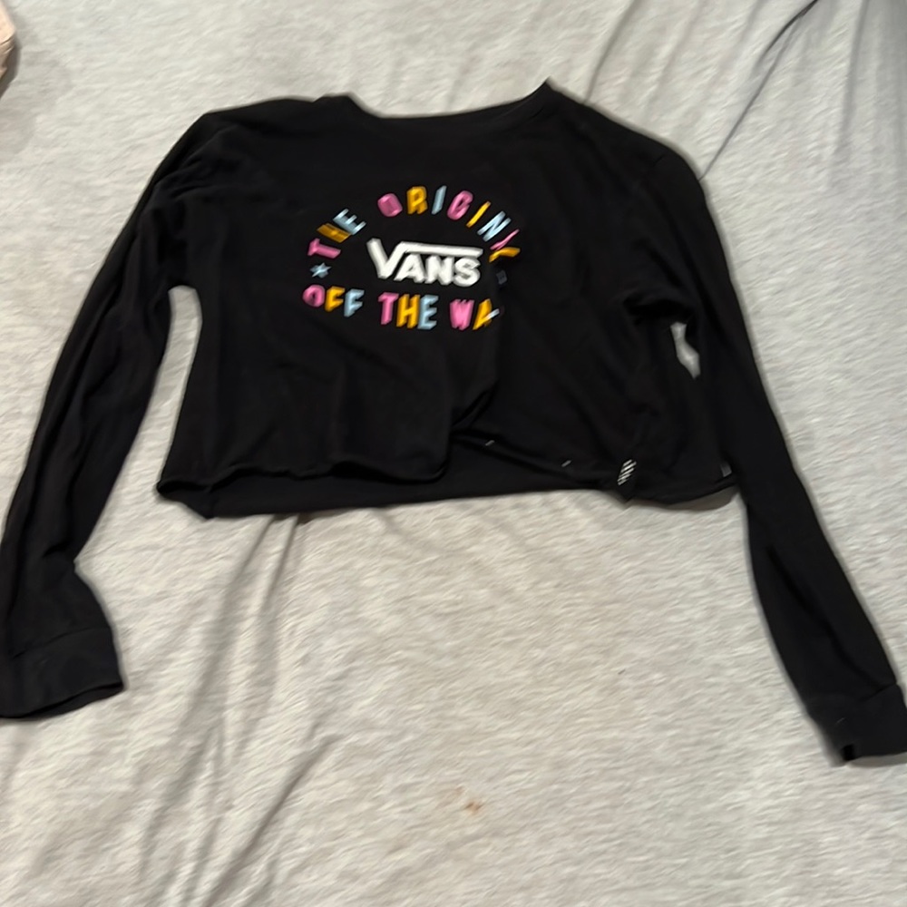 Black cropped vans long sleeved shirt